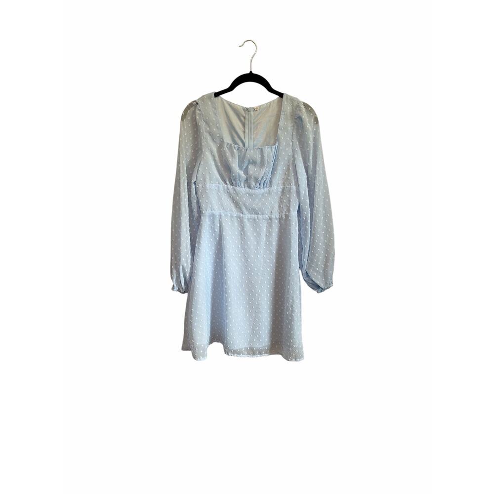 Baby Blue Swiss Dot Long Sleeve Fit and Flare Dress size XSmall